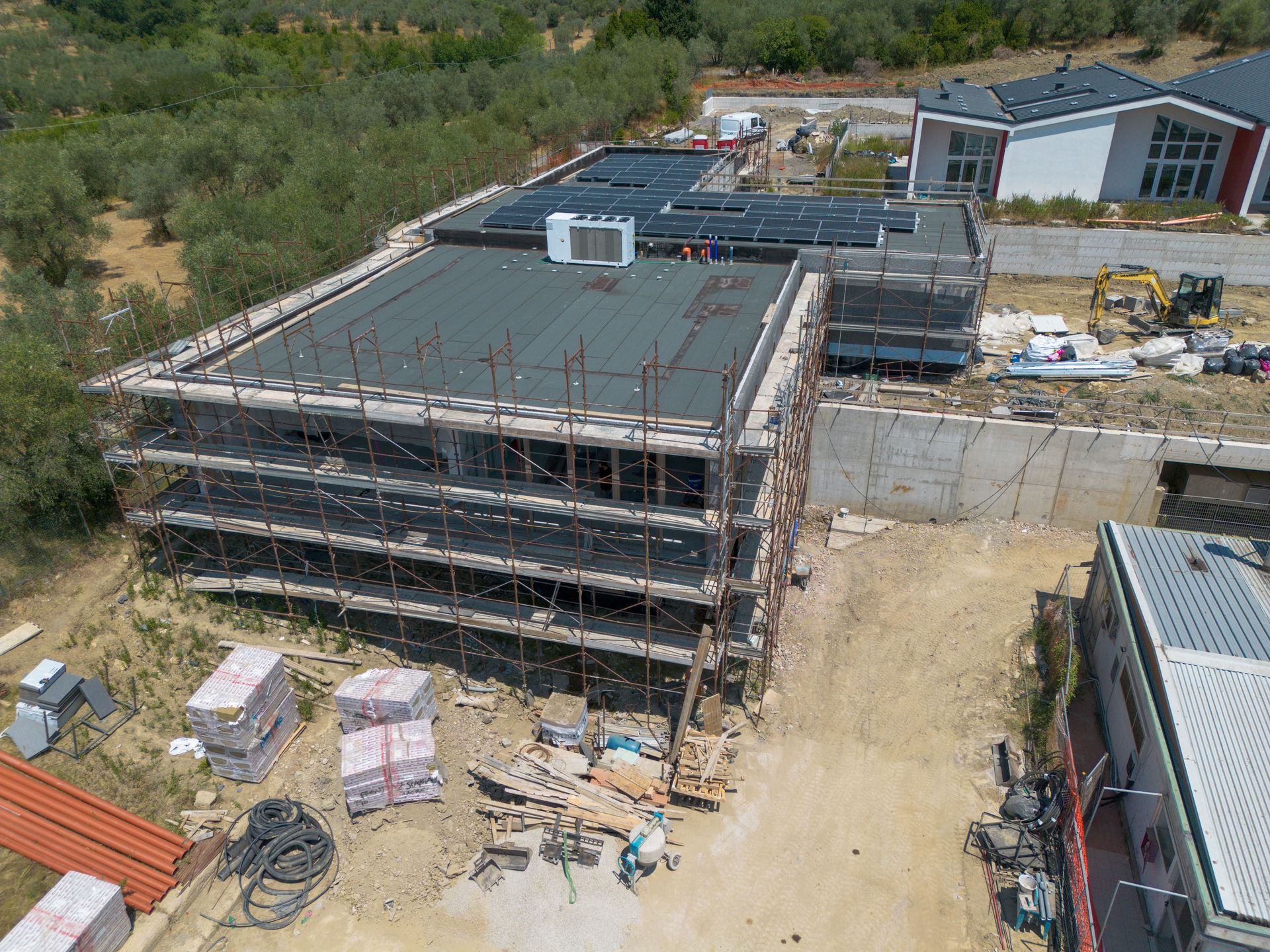 Vista da drone del cantiere dell'Asilo Morecci a Montemurlo